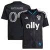 Charlotte FC adidas Youth 2025 Fortress Kit Replica Custom Jersey - Black - Front View
