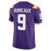 Joe Burrow LSU Tigers Nike "Burreaux" Nameplate Home Game Football Jersey - Purple - Detail View