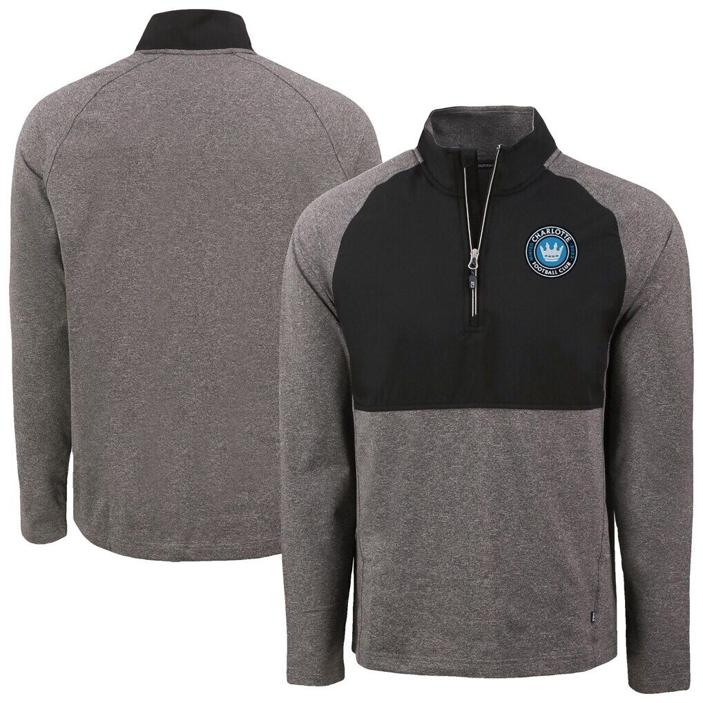 Charlotte FC Cutter & Buck Adapt Eco Knit Hybrid Recycled Raglan Quarter-Zip Top