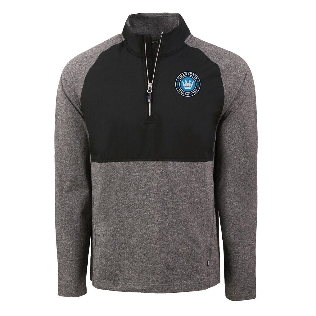 Charlotte FC Cutter & Buck Adapt Eco Knit Hybrid Recycled Raglan Quarter-Zip Top