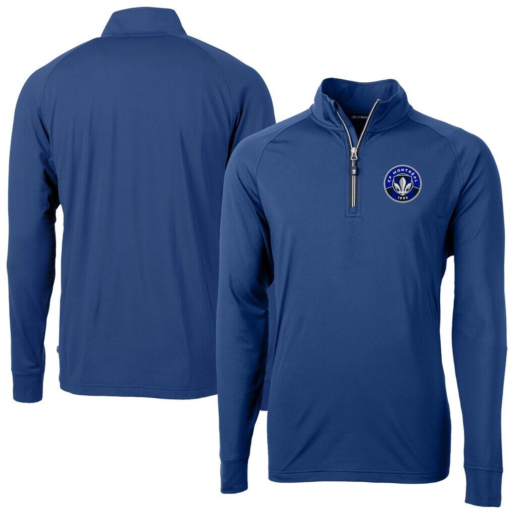 CF Montreal Cutter & Buck Adapt Eco Knit Stretch Recycled Raglan Quarter-Zip Pullover Top