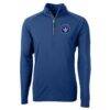 CF Montreal Cutter & Buck Adapt Eco Knit Stretch Recycled Raglan Quarter-Zip Pullover Top - Blue - Side View