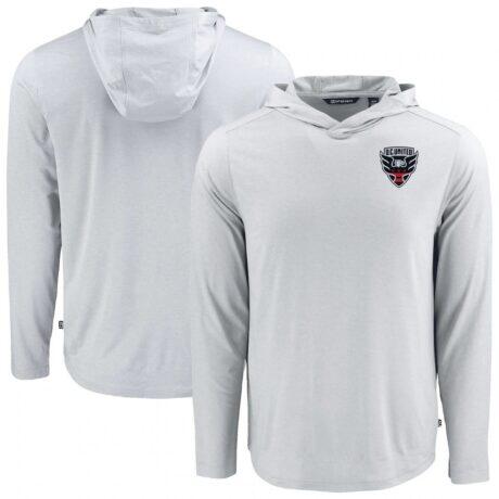 D.C. United Cutter & Buck Coastline Epic Comfort Eco Recycled Long Sleeve Hoodie T-Shirt - Gray - Front View