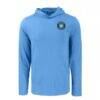 Charlotte FC Cutter & Buck Coastline Epic Comfort Eco Recycled Long Sleeve Hoodie T-Shirt - Blue - Side View