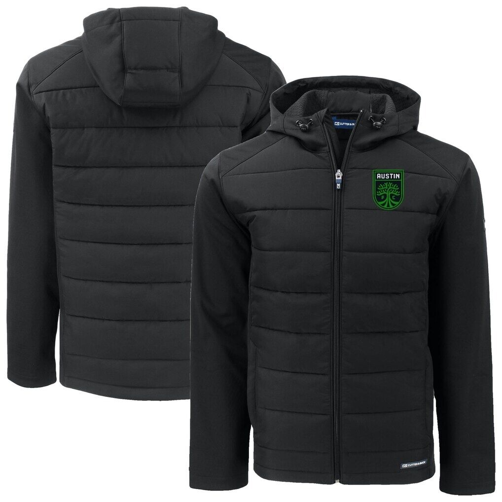 Austin FC Cutter & Buck Evoke Hybrid Eco Softshell Recycled Full-Zip Hooded Jacket