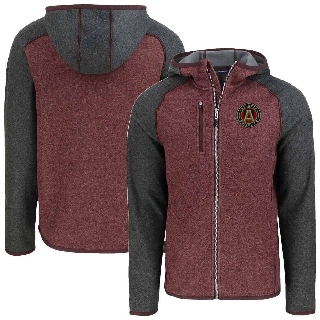 Atlanta United FC Cutter & Buck Mainsail Full-Zip Hooded Jacket – Heather Maroon