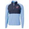FC Dallas Cutter & Buck Adapt Eco Knit Hybrid Recycled Quarter-Zip Pullover Top - Powder Blue - Side View