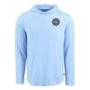 New York City FC Cutter & Buck Coastline Epic Comfort Eco Recycled Long Sleeve Hoodie T-Shirt - Powder Blue - Side View