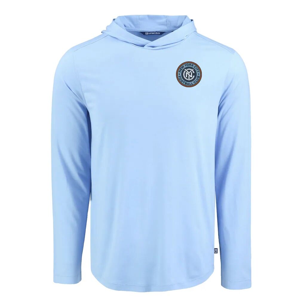 New York City FC Cutter & Buck Coastline Epic Comfort Eco Recycled Long Sleeve Hoodie T-Shirt - Powder Blue