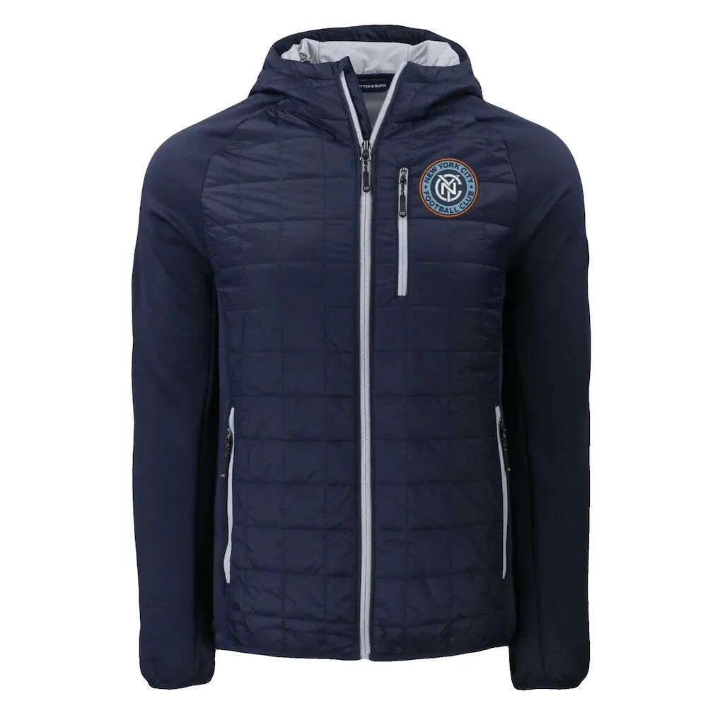 New York City FC Cutter & Buck Rainier PrimaLoft® Eco Raglan Full-Zip Hoodie Hybrid Jacket