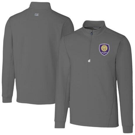 Orlando City SC Cutter & Buck Traverse Stretch Eco Quarter-Zip Pullover Top - Gray - Front View