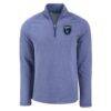 San Jose Earthquakes Cutter & Buck Peshastin Eco Fleece Recycled Raglan Half-Zip Top - Heather Blue - Side View