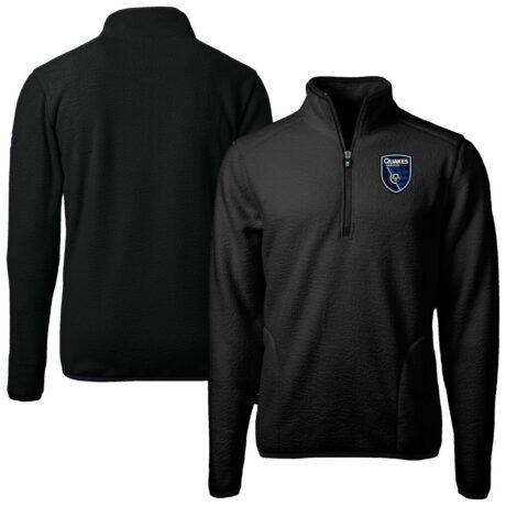 San Jose Earthquakes Cutter & Buck Cascade Eco Fleece Quarter-Zip Jacket - Black - Front View