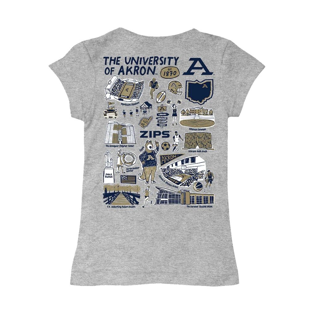 Akron Zips Vive La Fete Girls Youth Impressions Artwork Fitted T-Shirt