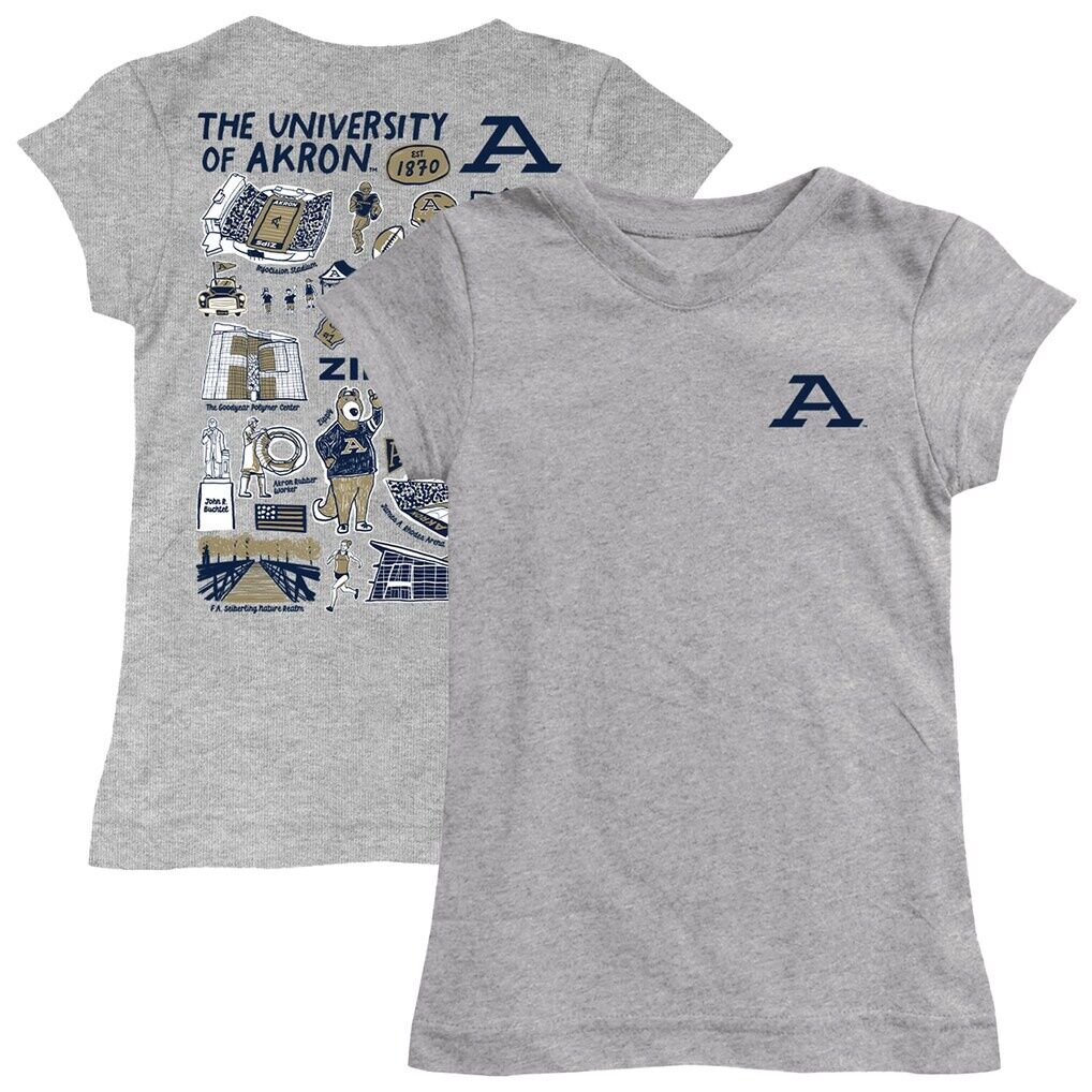 Akron Zips Vive La Fete Girls Youth Impressions Artwork Fitted T-Shirt