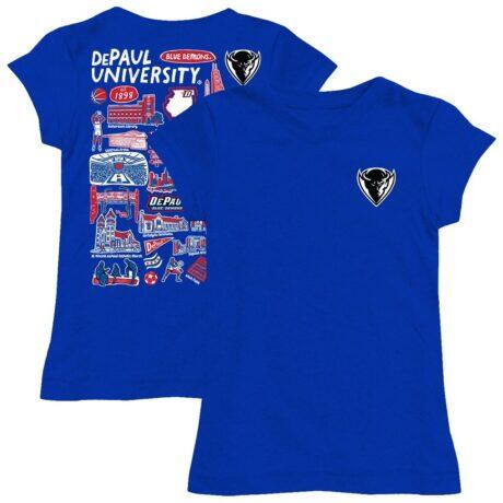 DePaul Blue Demons Vive La Fete Youth Impressions Artwork Fitted T-Shirt - Royal - Front View
