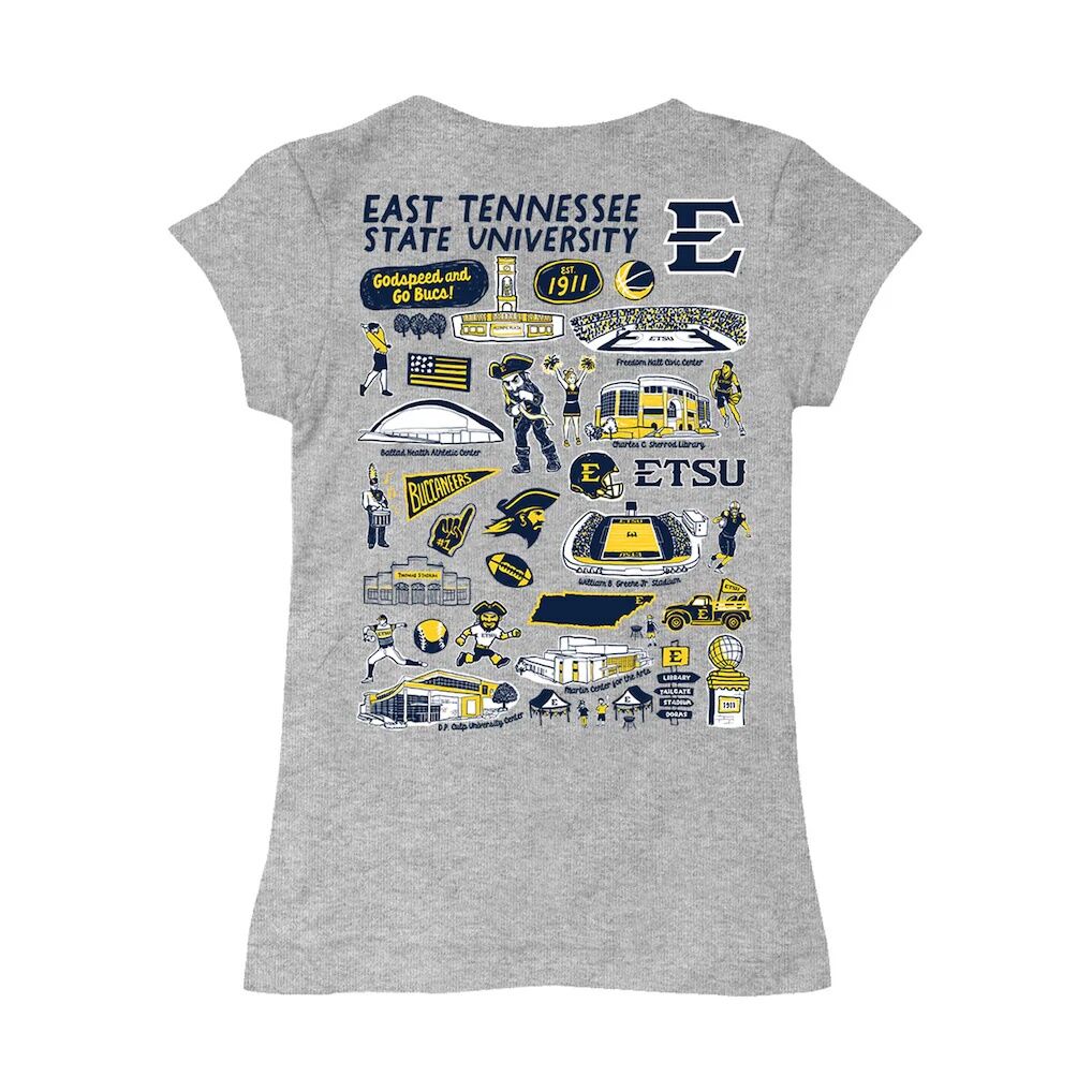 ETSU Buccaneers Vive La Fete Youth Impressions Artwork Fitted T-Shirt - Heather Gray
