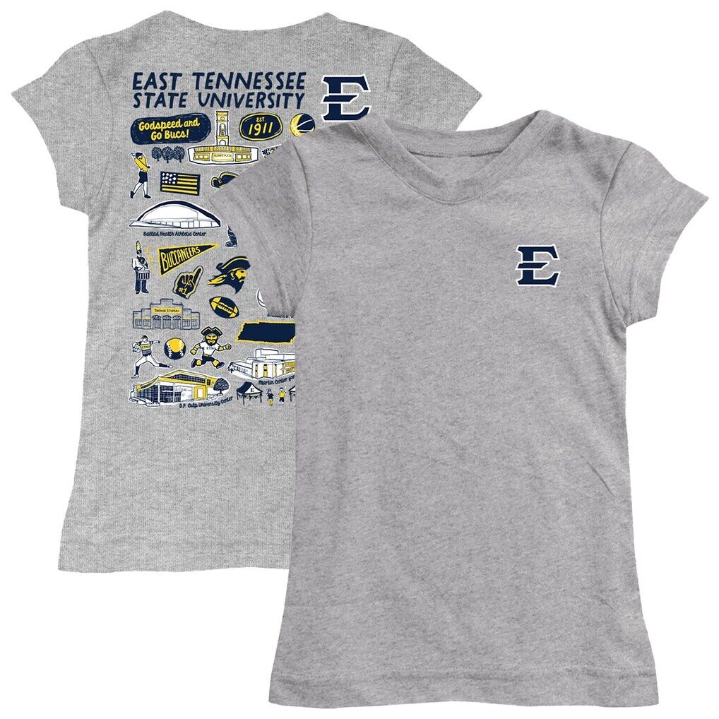 ETSU Buccaneers Vive La Fete Youth Impressions Artwork Fitted T-Shirt - Heather Gray