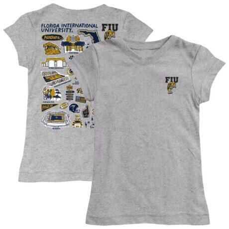 FIU Panthers Vive La Fete Youth Impressions Artwork Fitted T-Shirt - Heather Gray - Front View