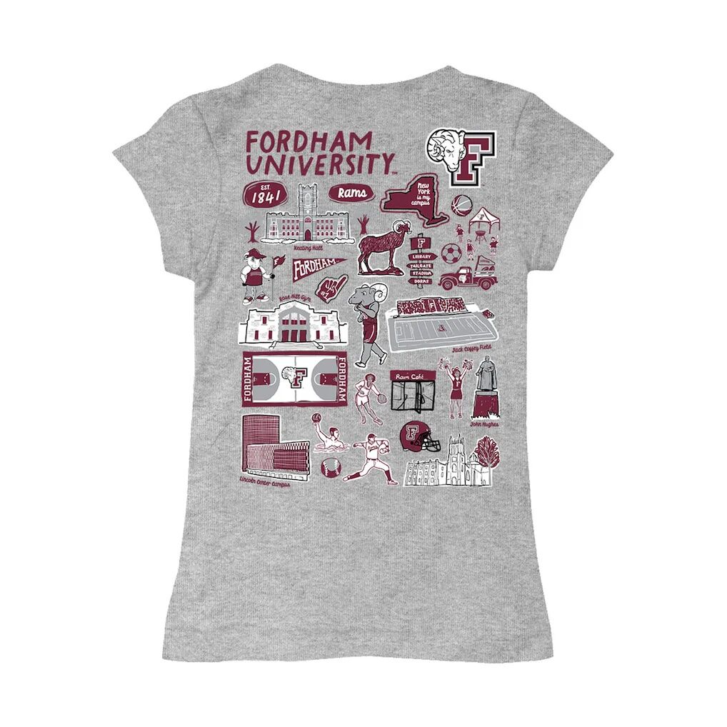 Fordham Rams Vive La Fete Youth Impressions Artwork Fitted T-Shirt - Heather Gray