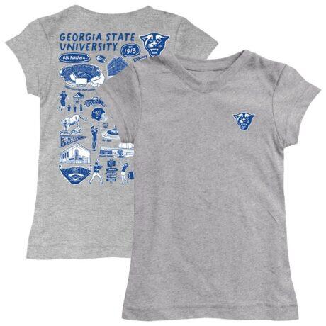 Georgia State Panthers Vive La Fete Youth Impressions Artwork Fitted T-Shirt - Heather Gray - Front View