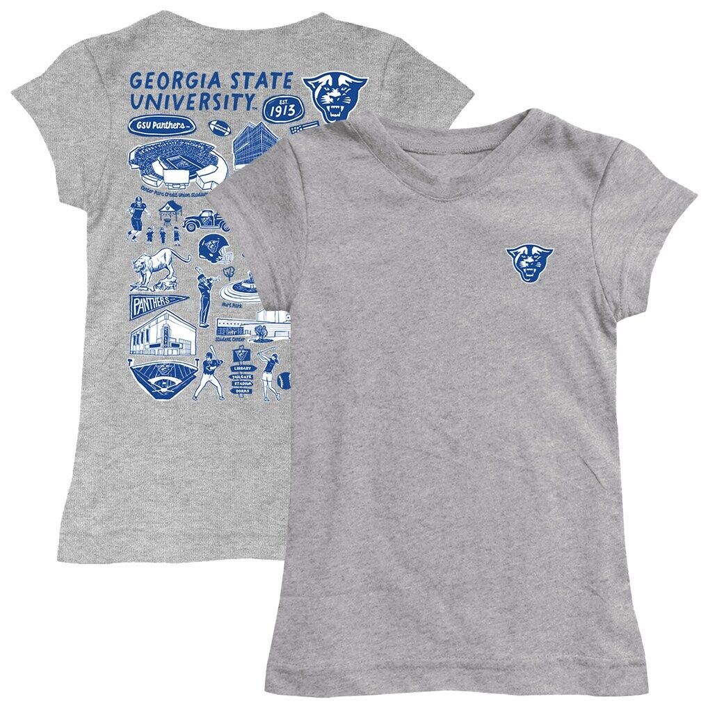 Georgia State Panthers Vive La Fete Youth Impressions Artwork Fitted T-Shirt - Heather Gray