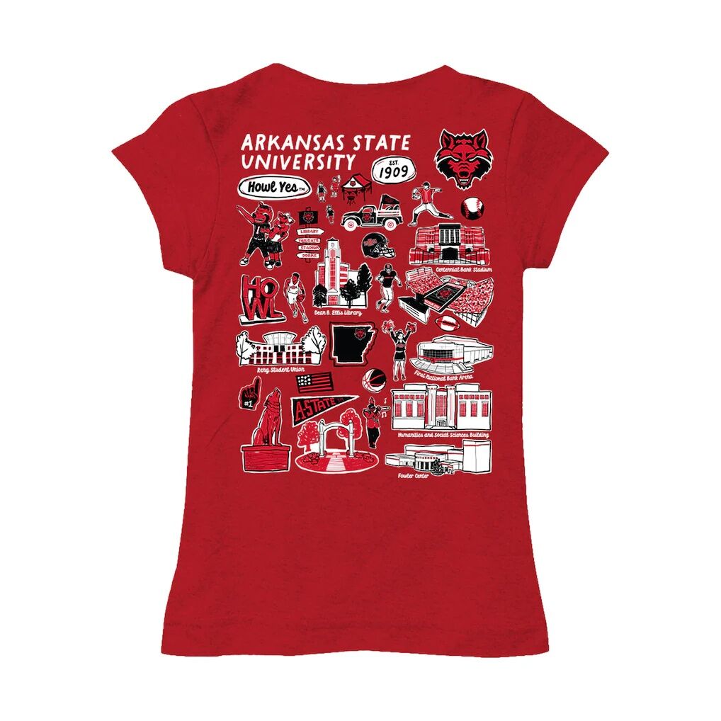 Arkansas State Red Wolves Vive La Fete Girls Toddler Impressions Artwork T-Shirt - Scarlet