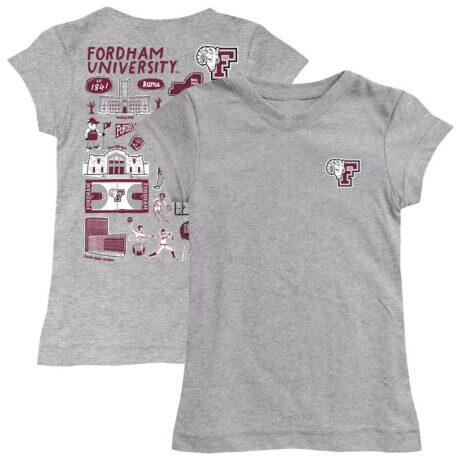 Fordham Rams Vive La Fete Girls Toddler Impressions Artwork T-Shirt - Heather Gray - Front View