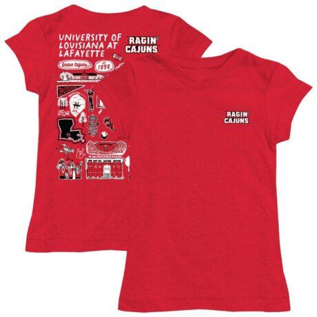 Louisiana Ragin' Cajuns Vive La Fete Girls Toddler Impressions Artwork T-Shirt - Cardinal - Front View