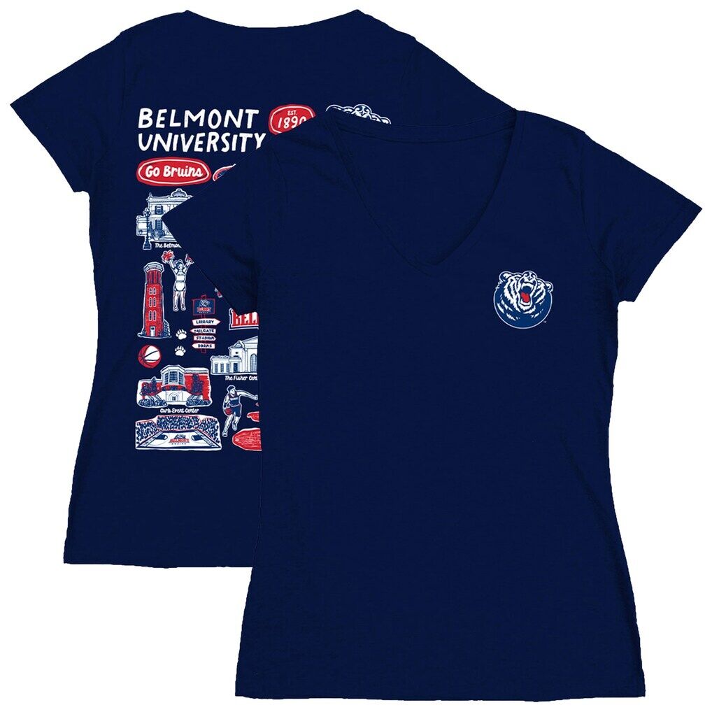 Belmont Bruins Vive La Fete Women's Impressions Artwork V-Neck T-Shirt