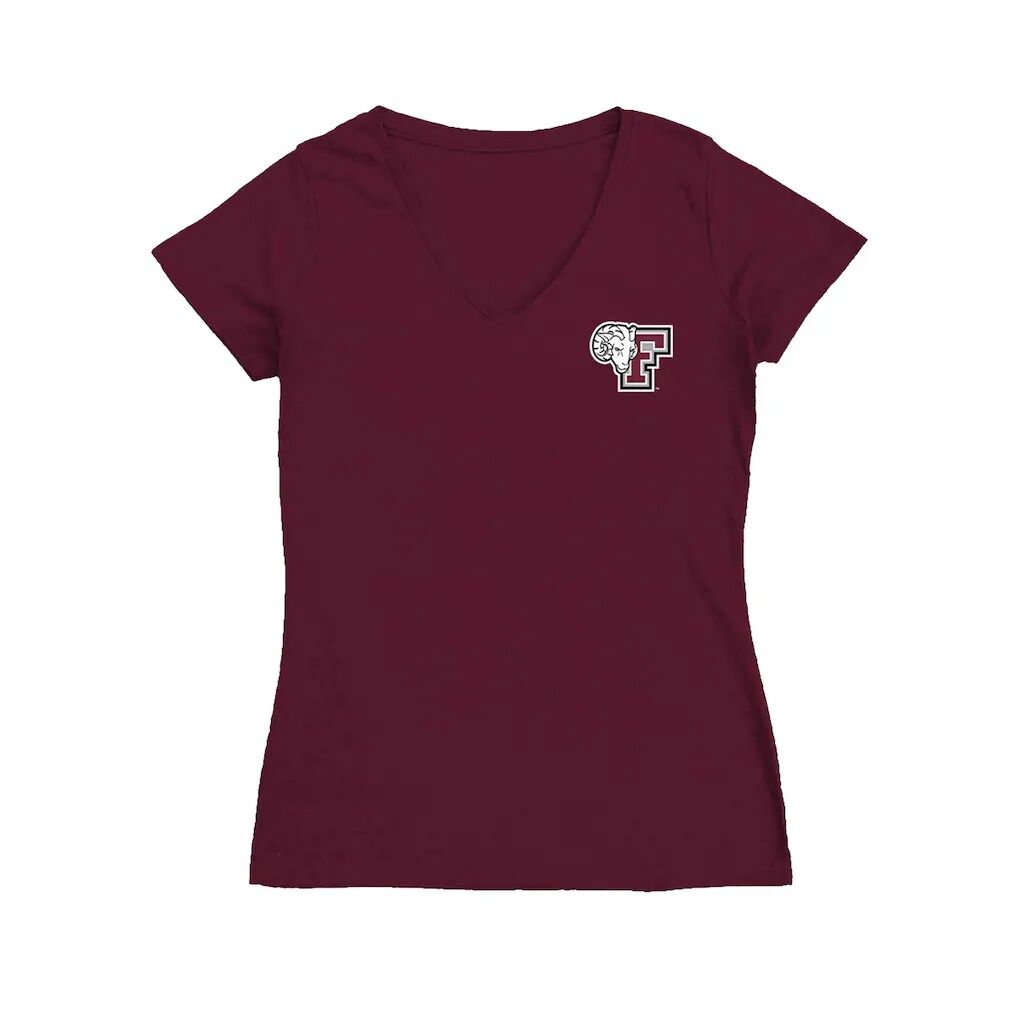 Fordham Rams Vive La Fete Women's Impressions Artwork V-Neck T-Shirt - Maroon