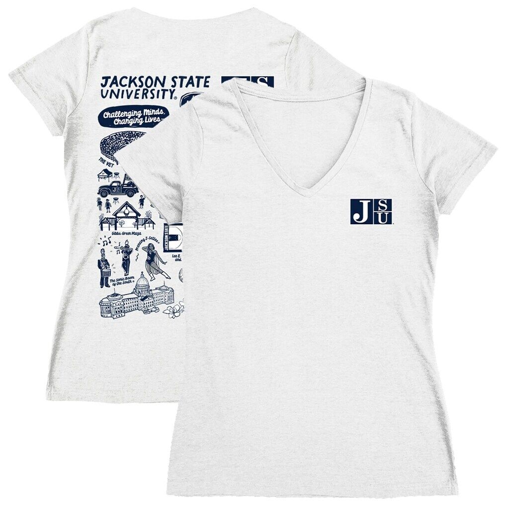 Jackson State Tigers Vive La Fete Women's Impressions Artwork V-Neck T-Shirt