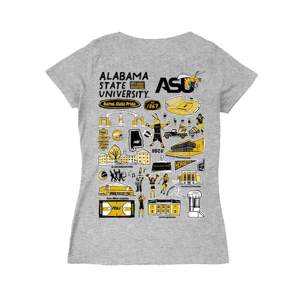 Alabama State Hornets Vive La Fete Women's Impressions Artwork V-Neck T-Shirt