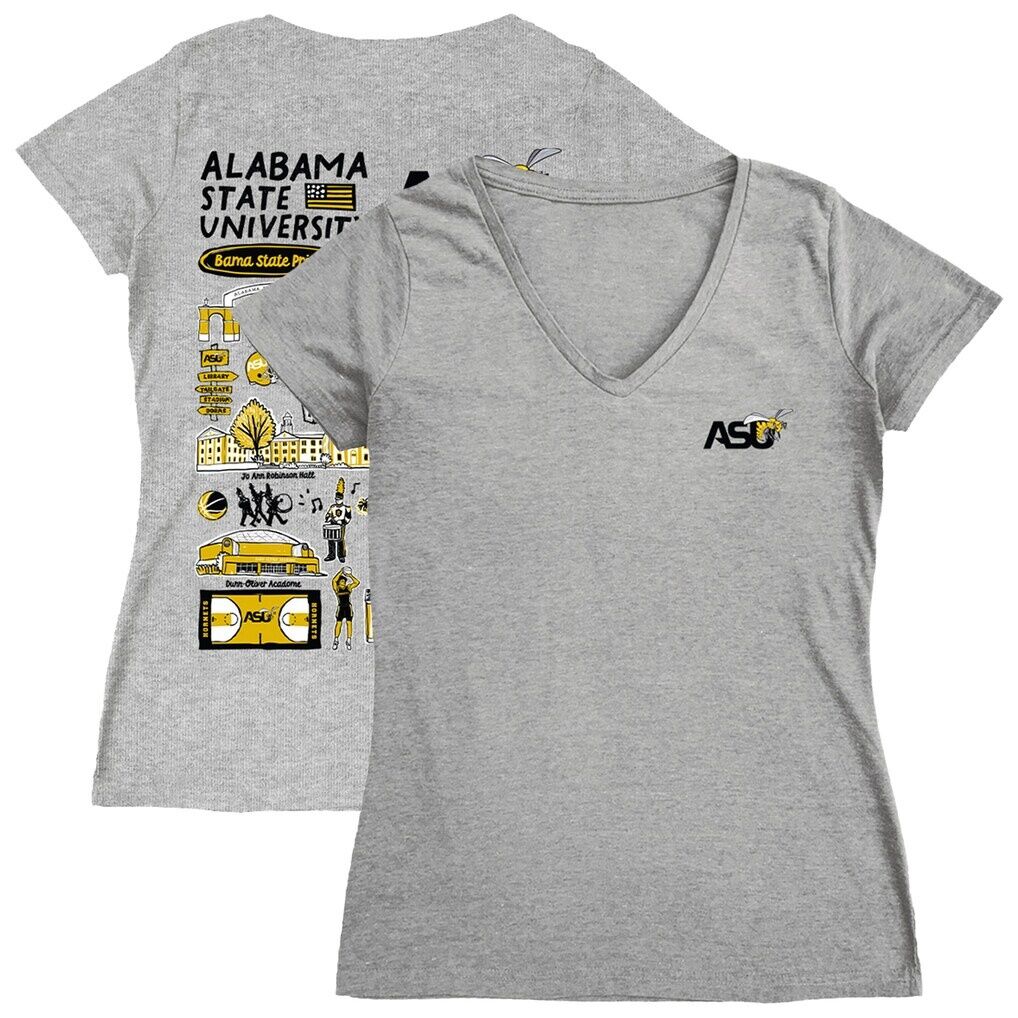 Alabama State Hornets Vive La Fete Women's Impressions Artwork V-Neck T-Shirt