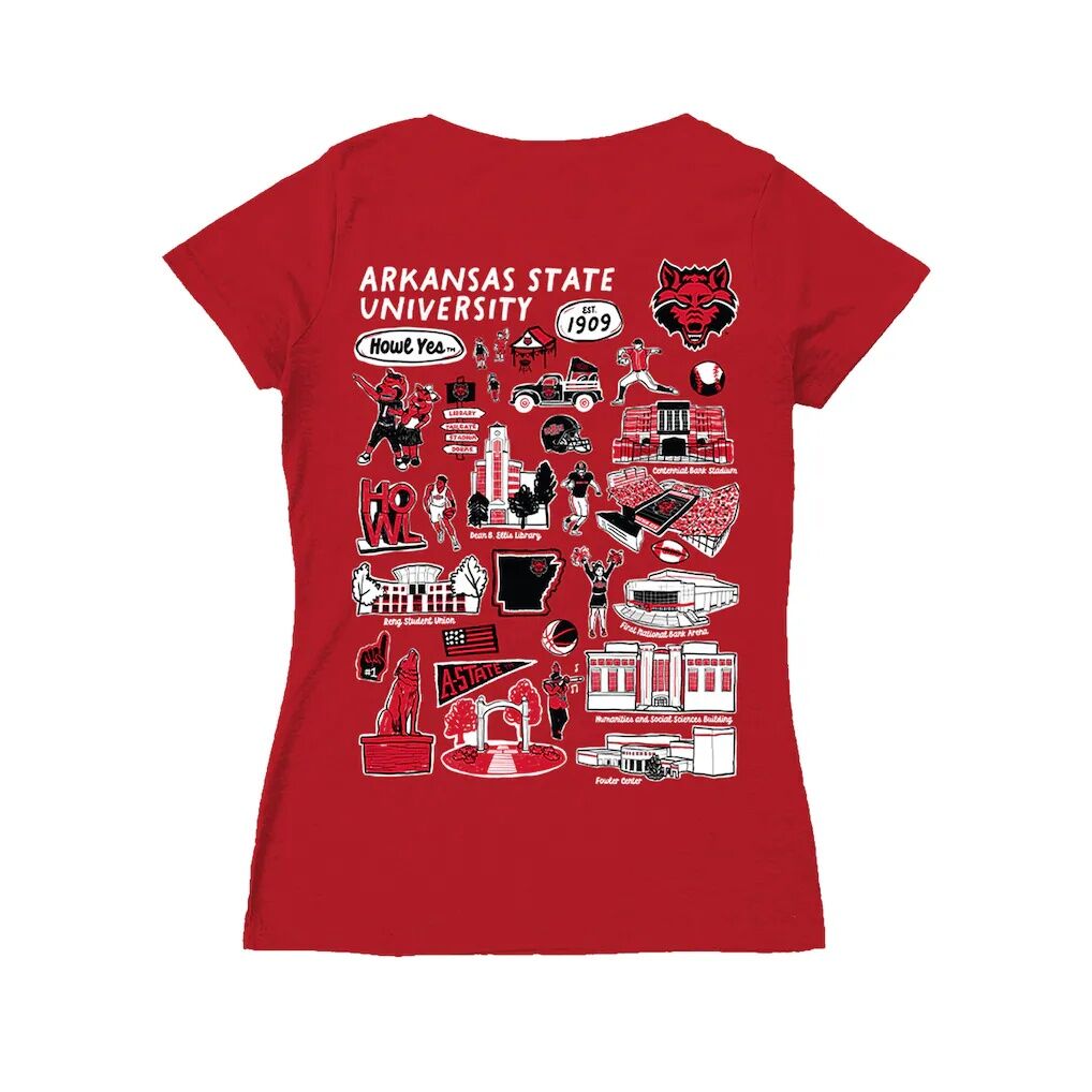 Arkansas State Red Wolves Vive La Fete Women's Impressions Artwork V-Neck T-Shirt
