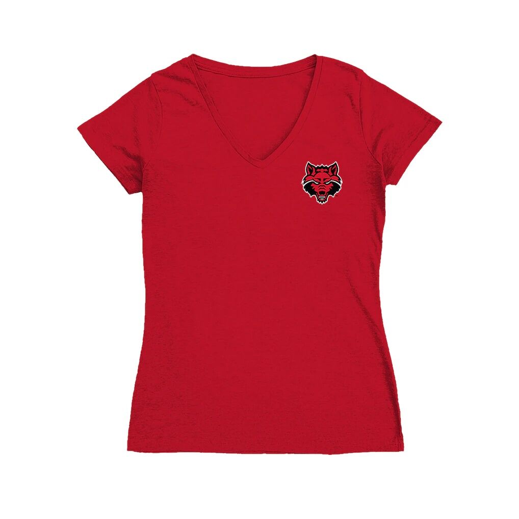 Arkansas State Red Wolves Vive La Fete Women's Impressions Artwork V-Neck T-Shirt