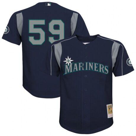 Felix Hernandez Seattle Mariners Mitchell & Ness Youth Mesh Batting Practice Jersey - Navy - Front View