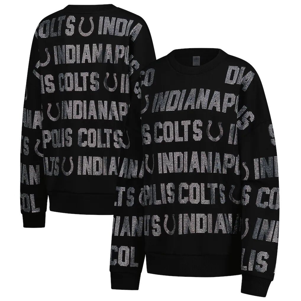 Indianapolis Colts Gameday Couture Women's Oversized Hype Era Rhinestone Text Sweatshirt