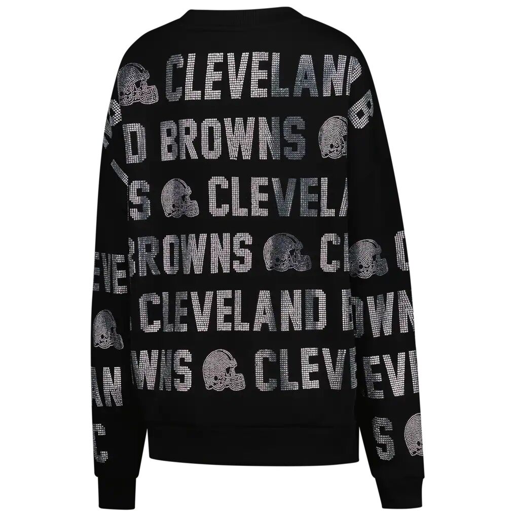 Cleveland Browns Gameday Couture Women's Oversized Hype Era Rhinestone Text Sweatshirt