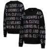 Cleveland Browns Gameday Couture Women's Oversized Hype Era Rhinestone Text Sweatshirt - Black - Front View