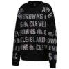 Cleveland Browns Gameday Couture Women's Oversized Hype Era Rhinestone Text Sweatshirt - Black - Side View