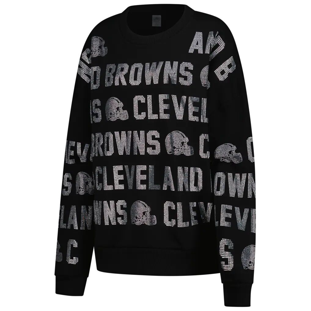 Cleveland Browns Gameday Couture Women's Oversized Hype Era Rhinestone Text Sweatshirt