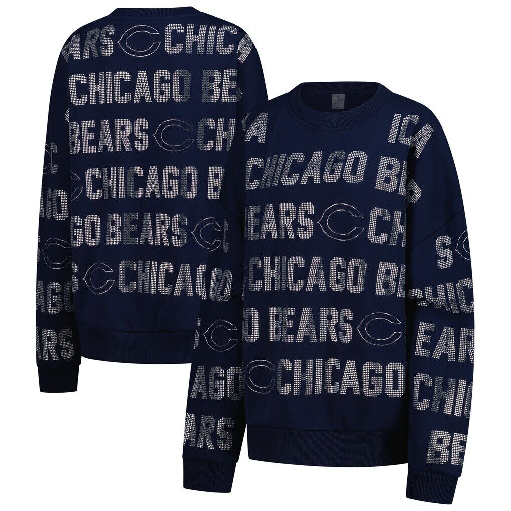 Chicago Bears Gameday Couture Women's Oversized Hype Era Rhinestone Text Sweatshirt