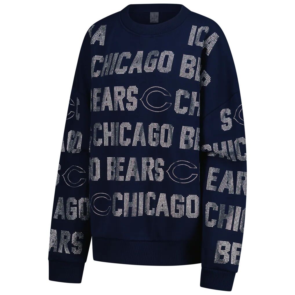 Chicago Bears Gameday Couture Women's Oversized Hype Era Rhinestone Text Sweatshirt