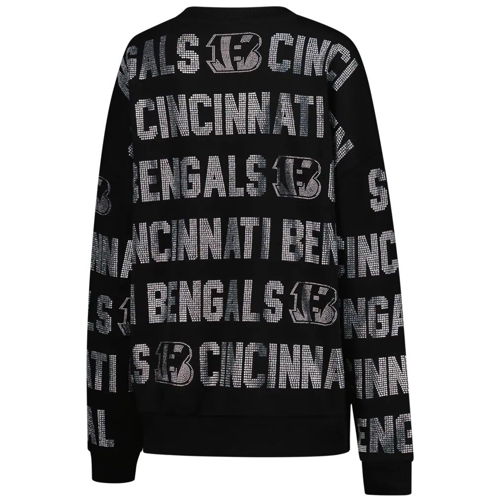 Cincinnati Bengals Gameday Couture Women's Oversized Hype Era Rhinestone Text Sweatshirt