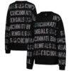 Cincinnati Bengals Gameday Couture Women's Oversized Hype Era Rhinestone Text Sweatshirt - Black - Front View