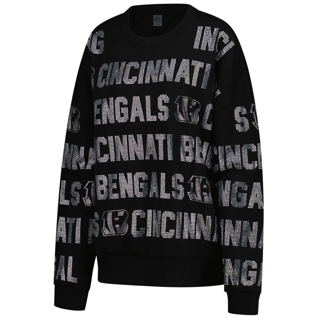Cincinnati Bengals Gameday Couture Women's Oversized Hype Era Rhinestone Text Sweatshirt