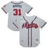 Greg Maddux Atlanta Braves Mitchell & Ness 1995 Throwback Authentic Jersey - Gray - Front View