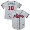 Chipper Jones Atlanta Braves Mitchell & Ness 1995 Throwback Authentic Jersey - Gray - Front View