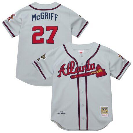 Fred McGriff Atlanta Braves Mitchell & Ness 1995 Throwback Authentic Jersey - Gray - Front View